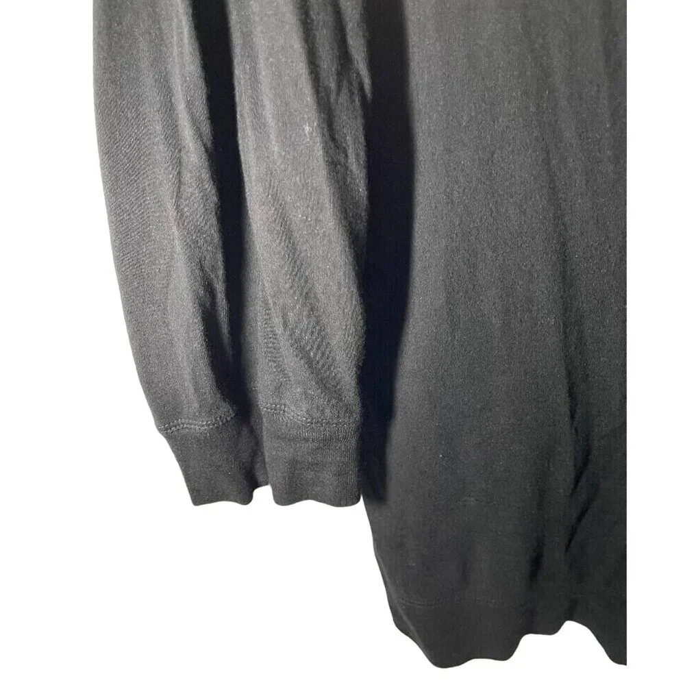 Elle Black Lightweight Button-Up Cardigan W/ Chiffon Trim 3/4 Sleeves Womens Siz - Picture 5 of 12